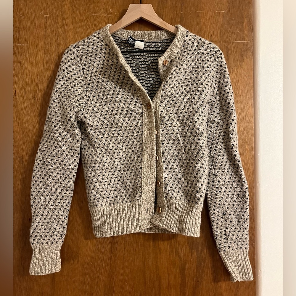 Land’s End Vintage Grey and Navy Blue Wool Sweater